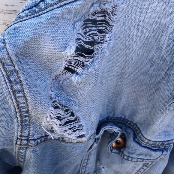 Forever 21 Distressed Denim Jacket | SIZE L - Picture 7 of 12